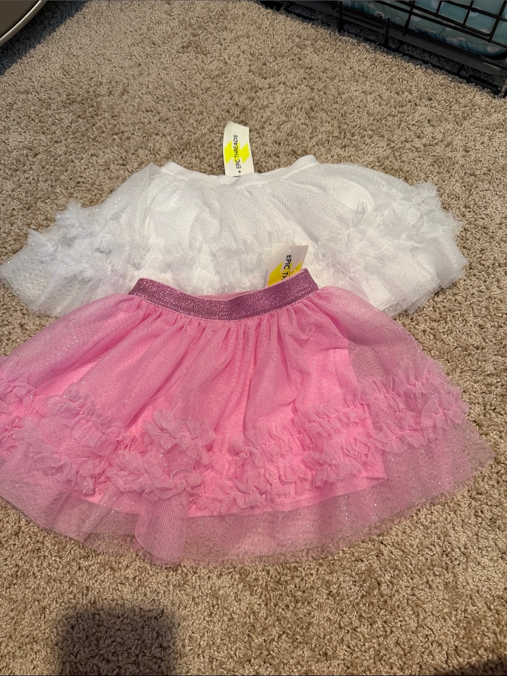 Epic Threads Glitter Tulle Ruffle Skirts - Pink & White